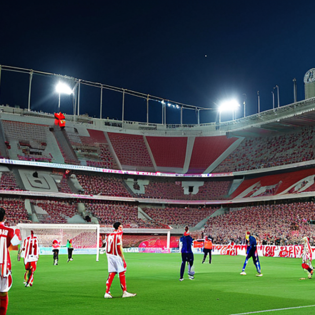 **
A vibrant stadium scene during an Olympiacos football match in Piraeus, Greece. Fans are cheering, waving flags (red and white), and singing. The players are in action on the field, wearing the Olympiacos jersey. The scene is brightly lit, capturing the energy of the game. Background includes the stadium architecture and distant city lights. Fully clothed, appropriate attire, safe for work, perfect anatomy, natural proportions, professional sports photography, high quality, family-friendly.
**