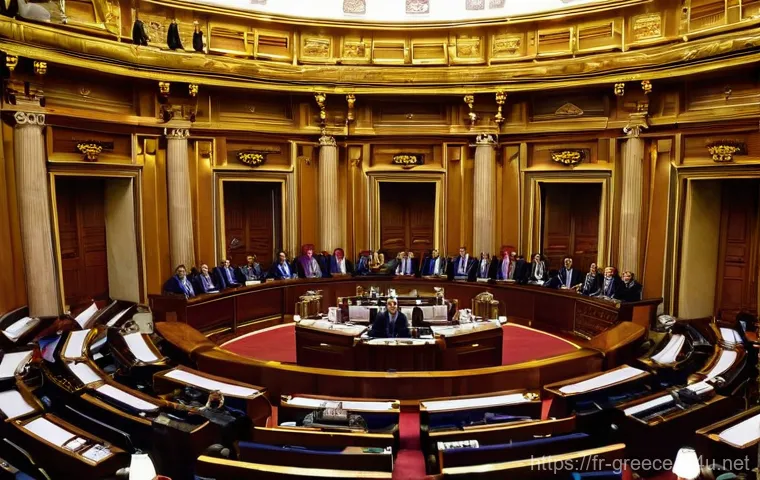 그리스 정당과 정치 체제 - Prompt 1: The Heart of Greek Democracy - A Parliamentary Session**